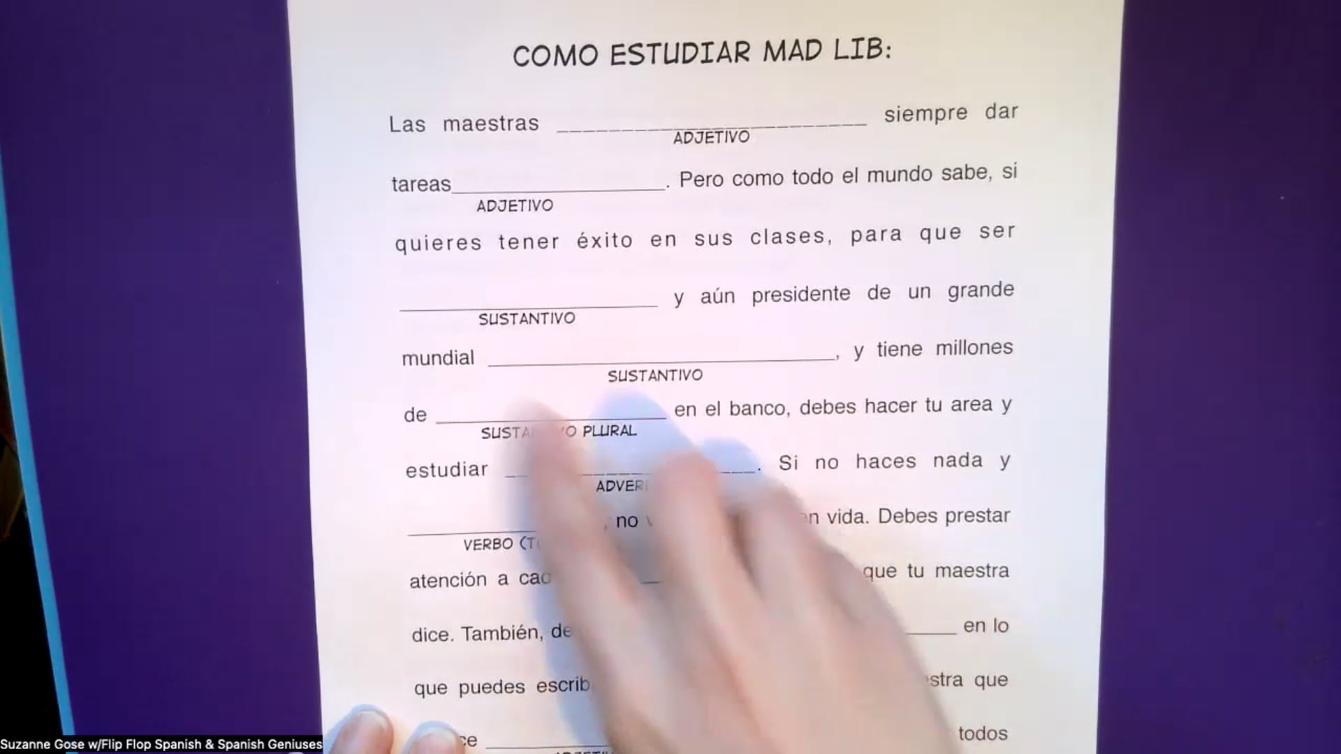 Mad Lib Reading Practice