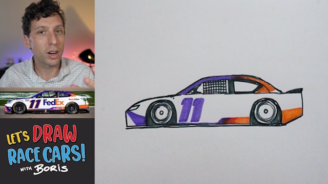 Let's Draw Race Cars! With Boris - Denny Hamlin's #11 Fedex Race Car - Ep.3