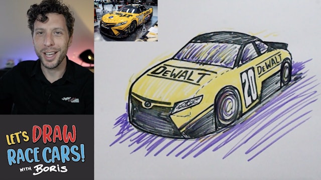 Let's Draw Race Cars! With Boris - Christopher Bell's #20 Dewalt Race Car - Ep.2