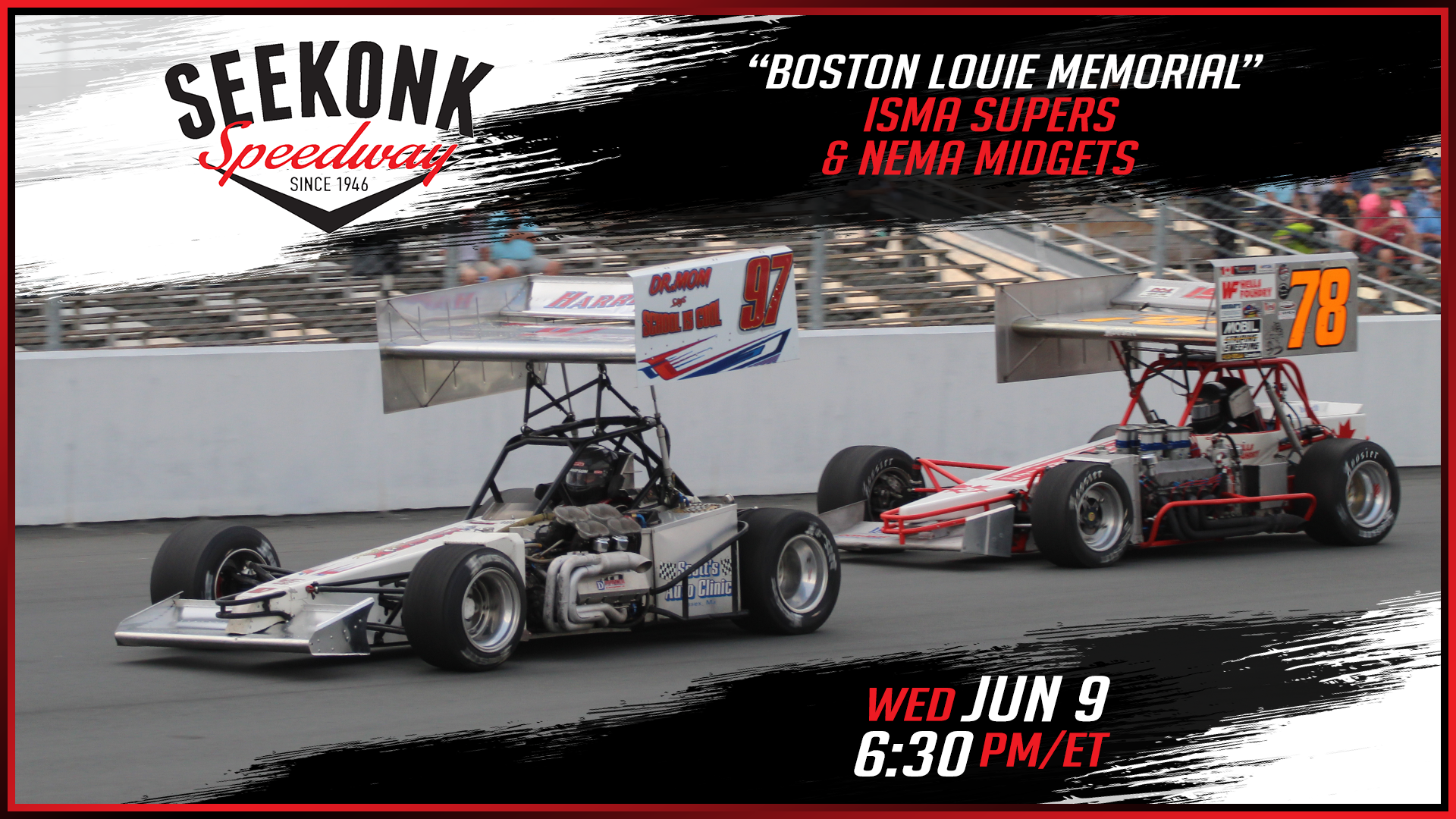 ISMA Supers & NEMA Midgets Boston Louie at Seekonk - Replay - June 9, 2021