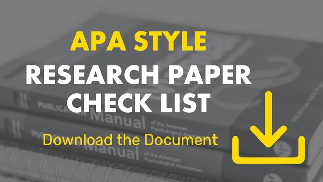 APA STYLE-RESEARCH PAPER CHECK