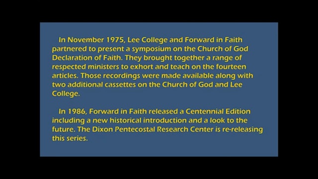 Church of God Declaration of Faith - Historical Perspective