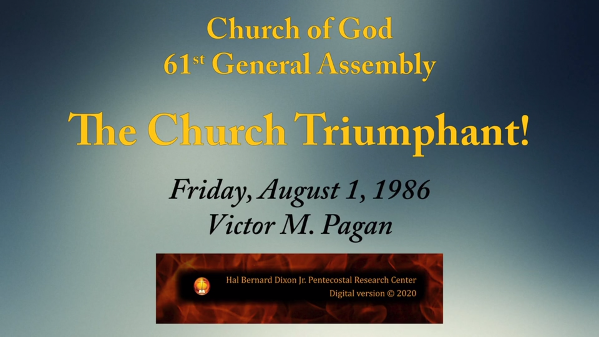 Victor M. Pagan Preaches at Centennial Church of God General Assembly—1986