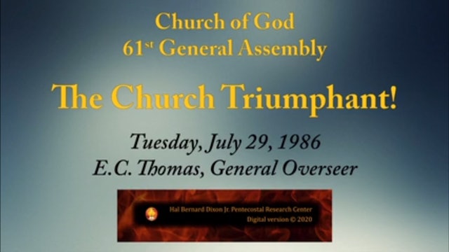 E.C. Thomas Preaches at Centennial Church of God General Assembly—1986