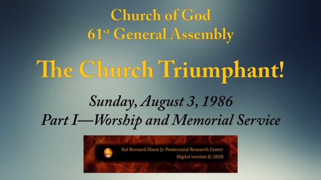 Worship and Memorial Service at Centennial Church of God General Assembly—1986