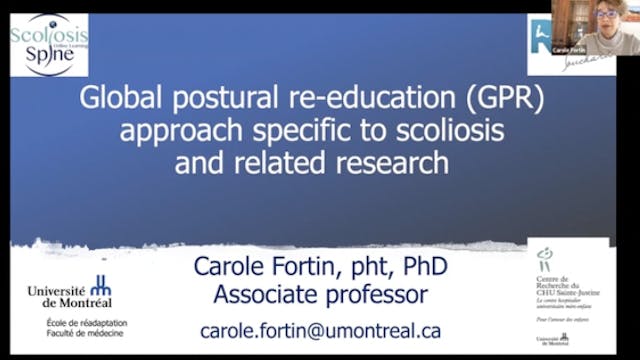 GPR Approach Specific to Scoliosis, Related Research - Carole Fortin, PhD, MScPT
