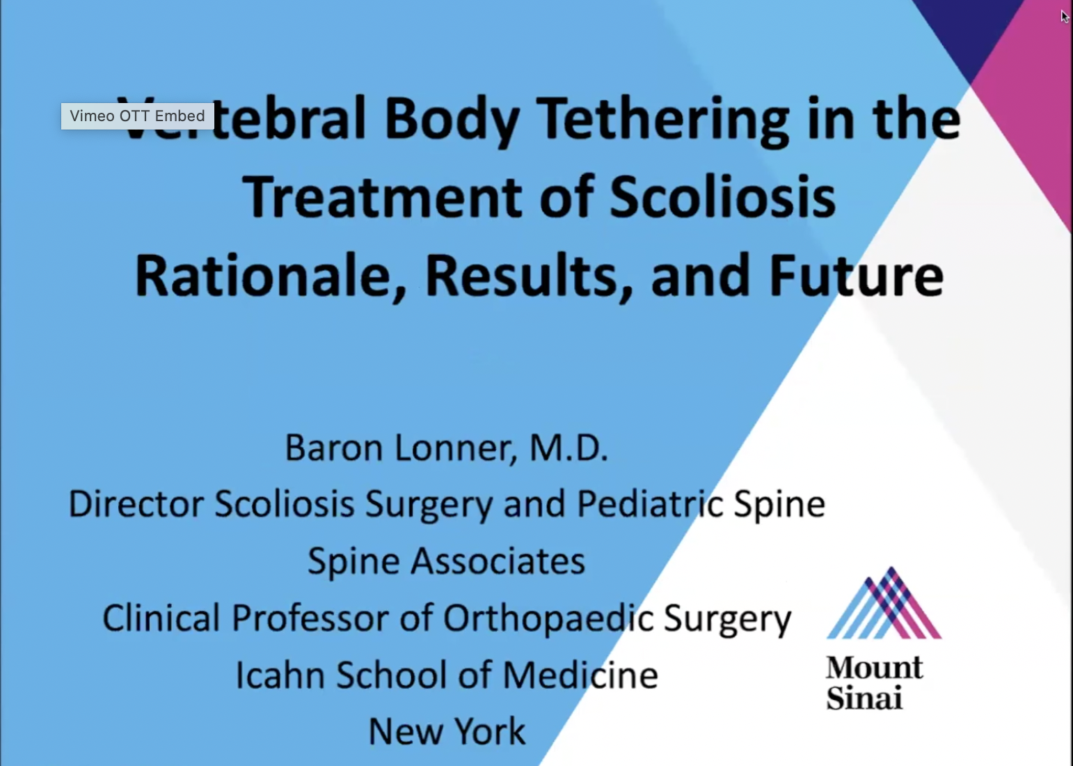 VBT for AIS and Mature Patients presented by Dr. Baron Lonner