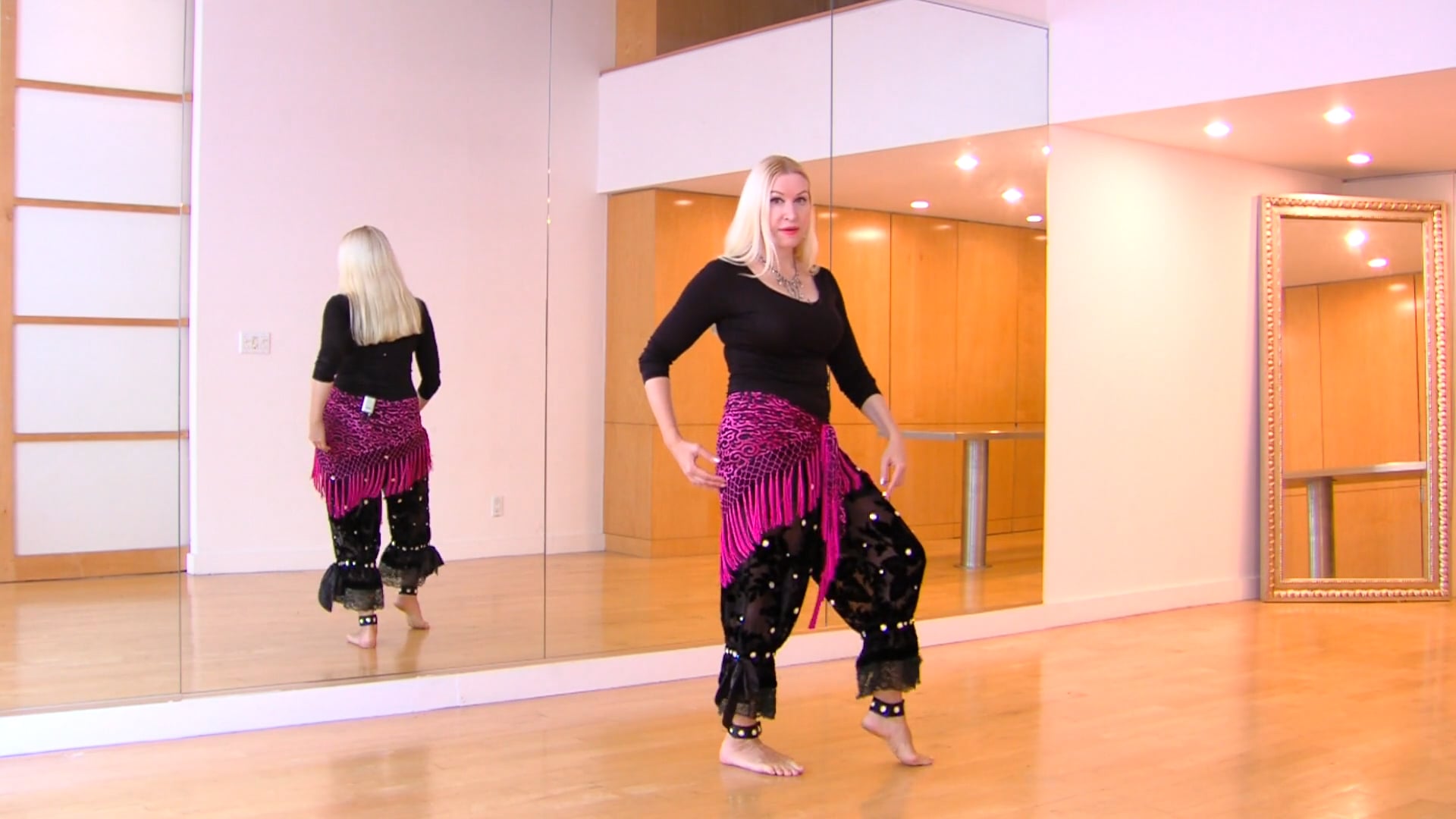 Art Deco Dancer Poses in an Oriental Dance/Belly Dance Routine  - Neon