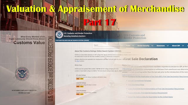 Part 17: Valuation & Appraisement of ...