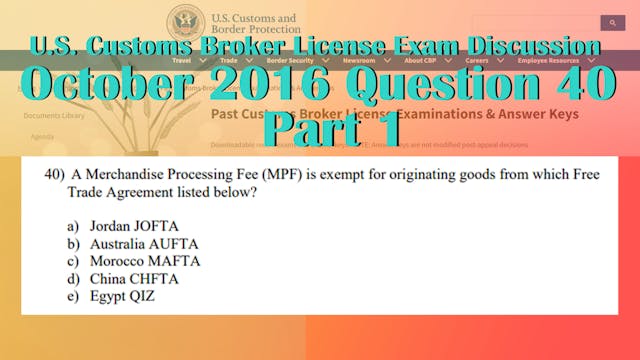 Part 1: October 2016 Question 40 U.S....