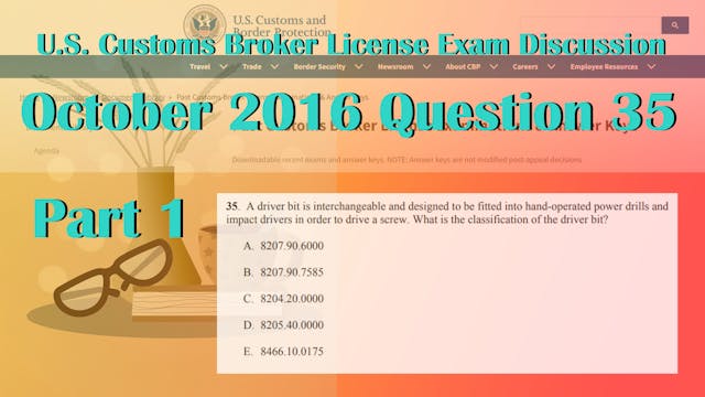 Part 1: October 2016 Question 35 U.S....