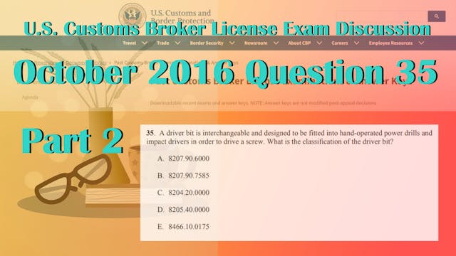 Part 2: October 2016 Question 35 U.S....