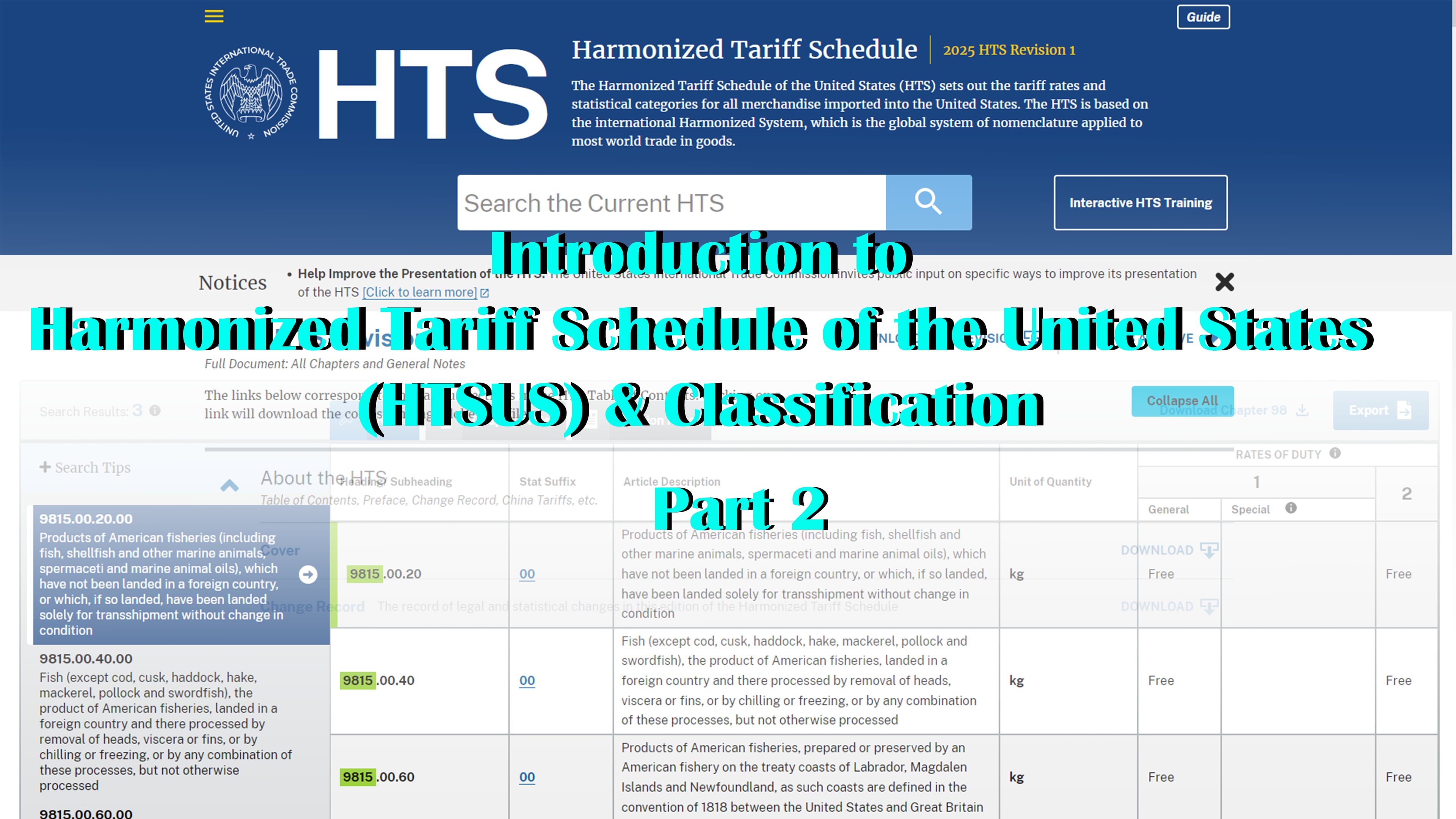 HTSUS Introduction Part 2