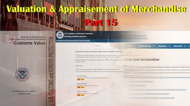 Part 15: Valuation & Appraisement of ...