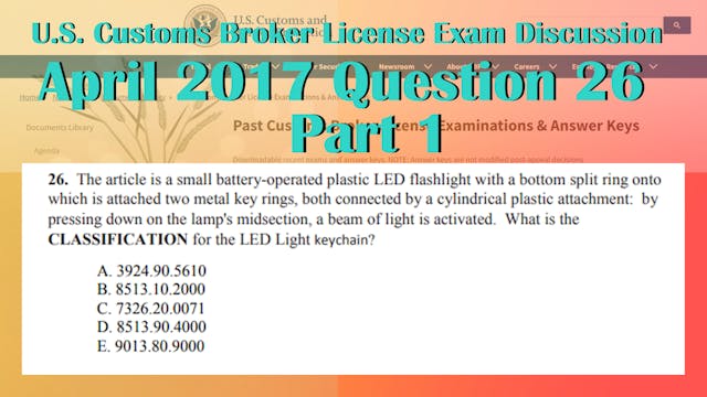 Part 1: April 2017 Question 26 U.S. C...
