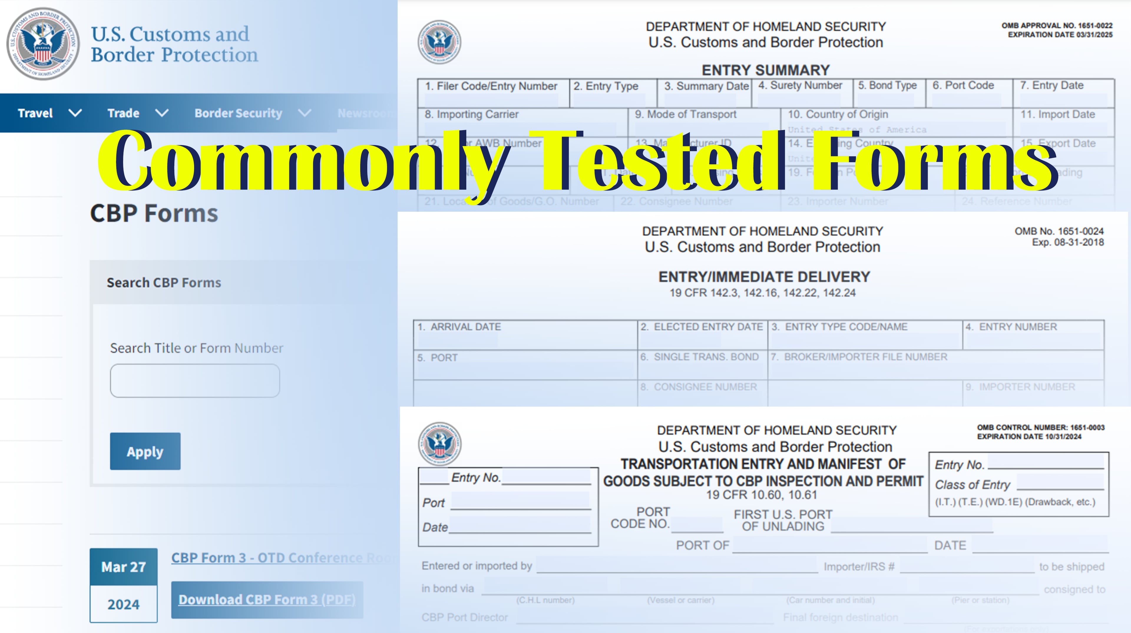 Commonly Tested CBP Forms