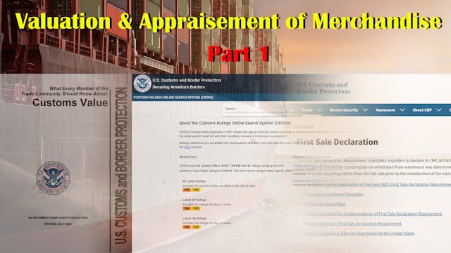 Part 1: Valuation & Appraisement of M...