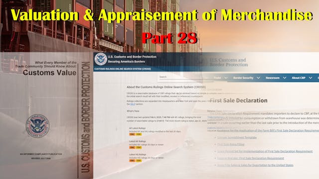 Part 28: Valuation & Appraisement of ...