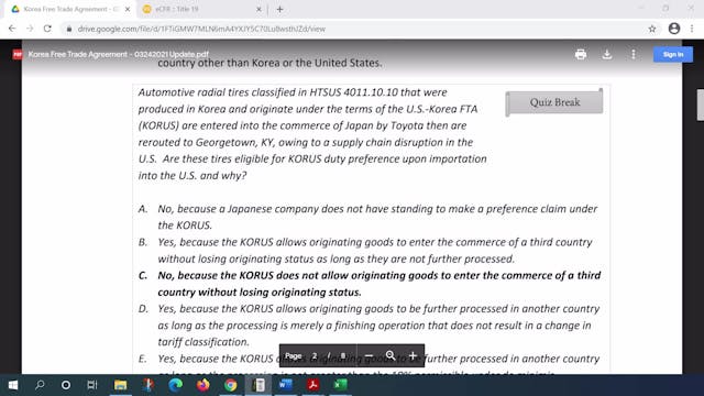 April 2019 Question 73 U.S. Customs B...