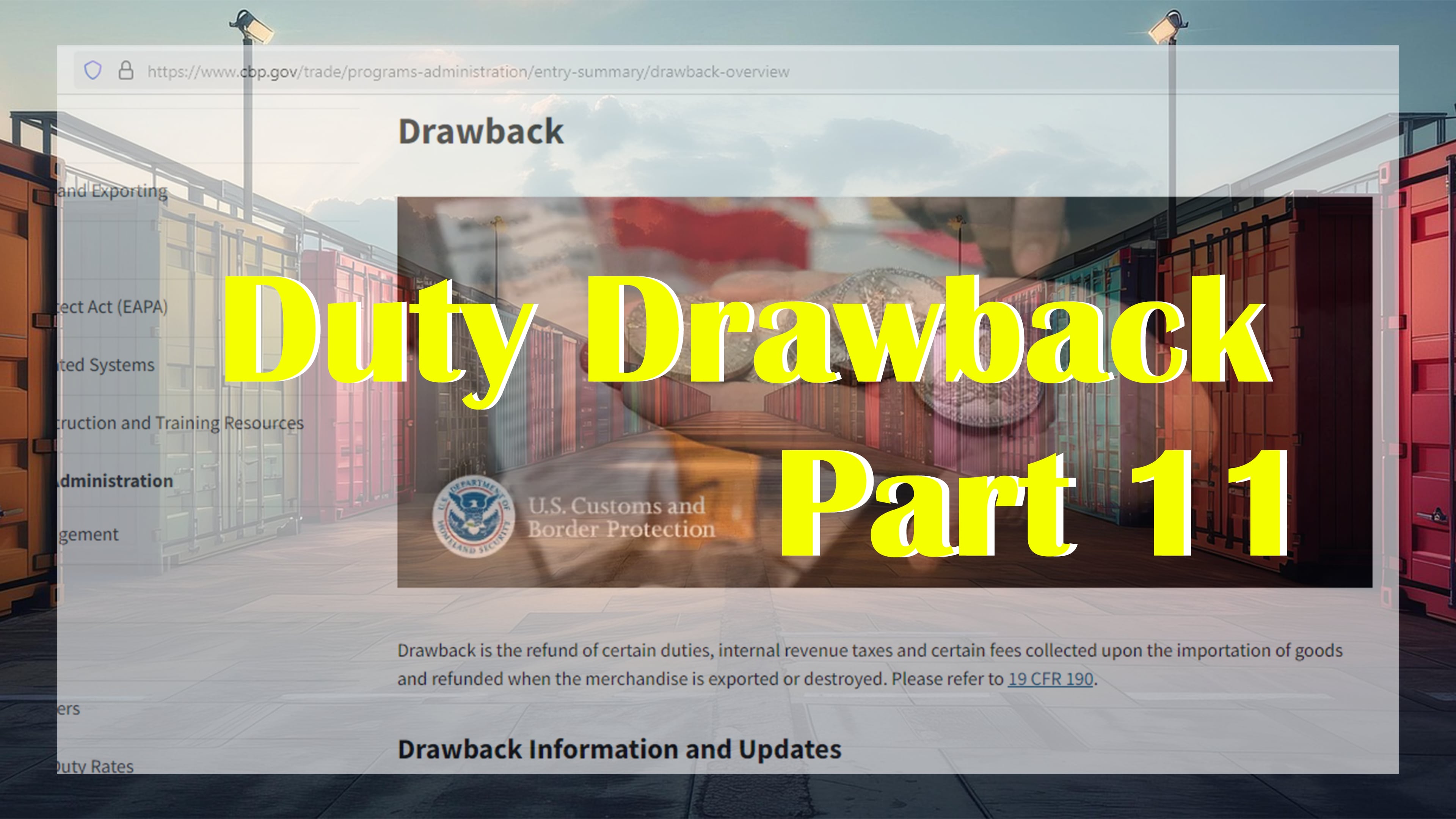 Part 11: Duty Drawback