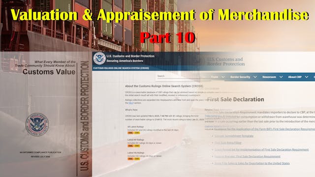 Part 10: Valuation & Appraisement of ...