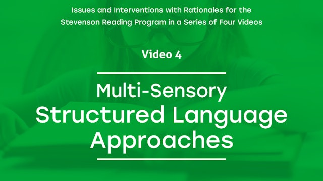 Video 4, Multisensory Structured Language Instruction: