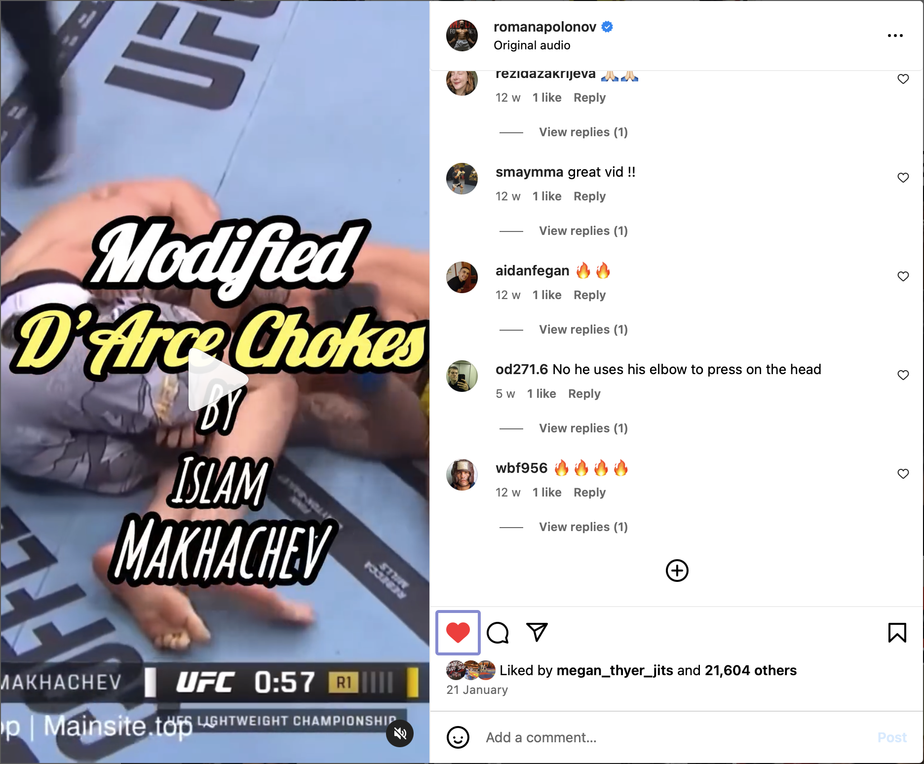 Modified Dance Choke by Islam Makahachev