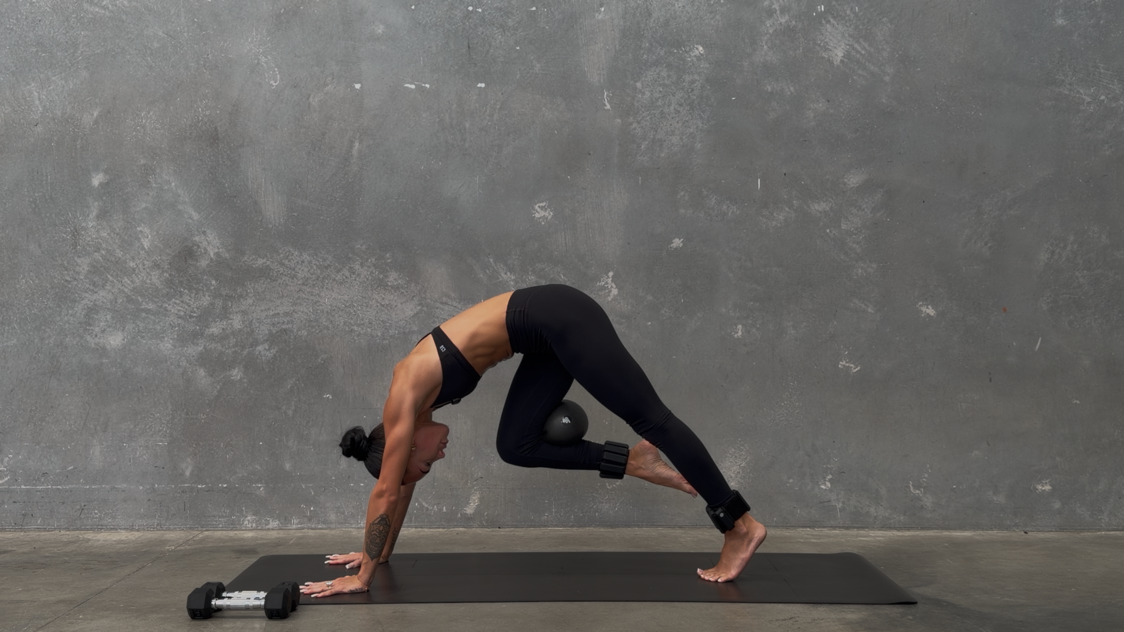 DAY NINETEEN: 45 Minute Full Body Strength: Ball + Light Weights + Ankle Weights