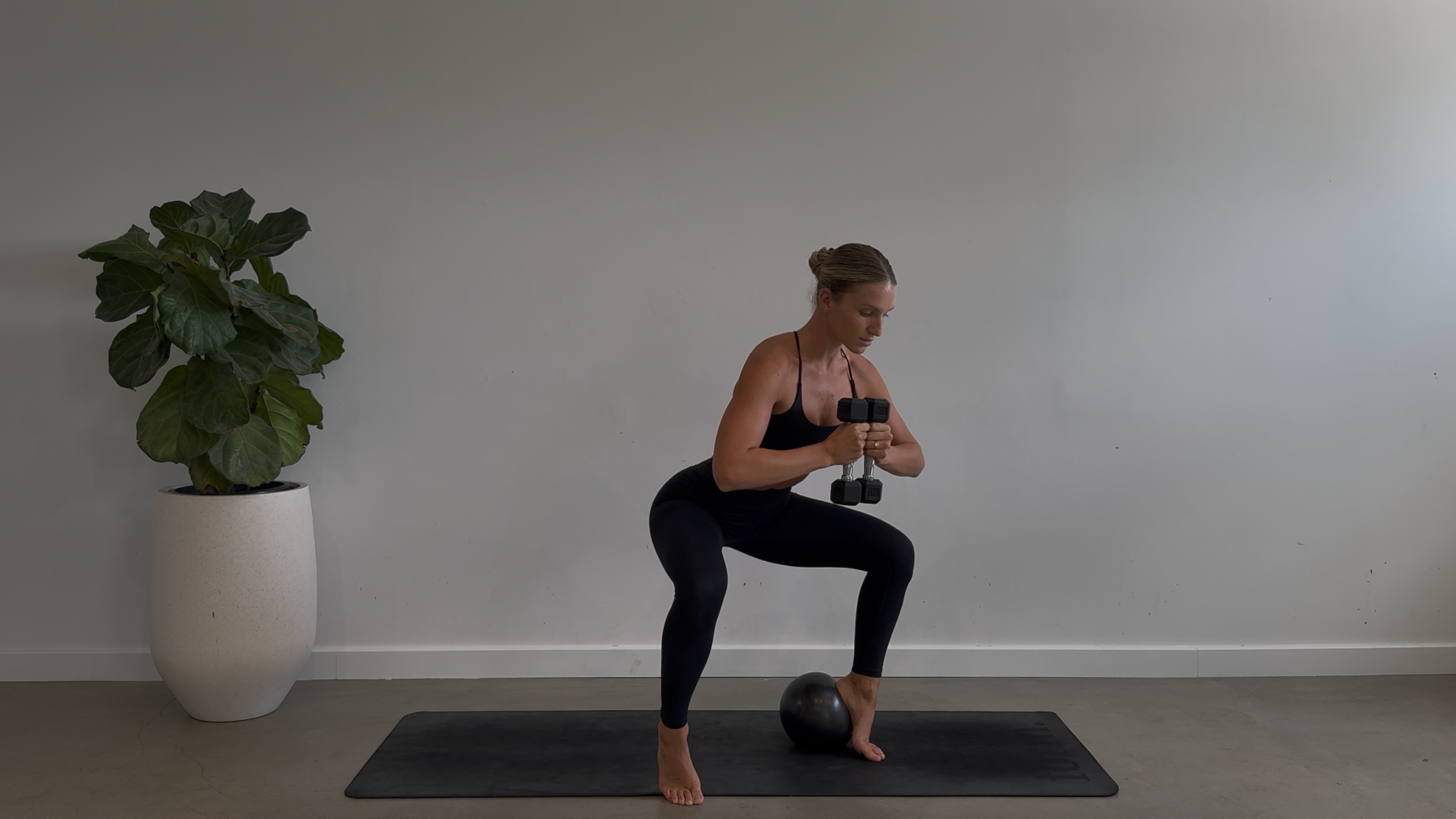 DAY SIXTEEN: 50 Minute Full Body Strength: Light Weights + Ball + Ankle Weights