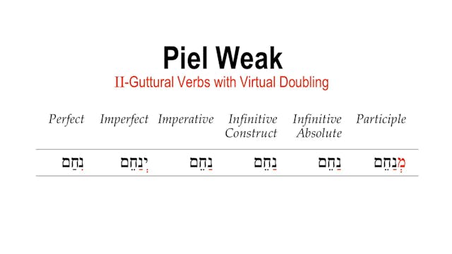 Basics of Biblical Hebrew Video Lectures, Session 27. The Piel Stem – Weak Verbs