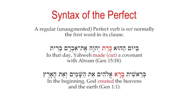 Basics of Biblical Hebrew Video Lectures, Session 23. Issues of Sentence Syntax