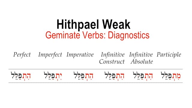 Basics of Biblical Hebrew Video Lectures, Session 35. The Hithpael Stem – Weak Verbs