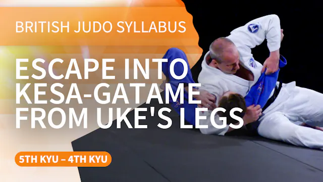 Escape into Kesa-gatame from uke's legs