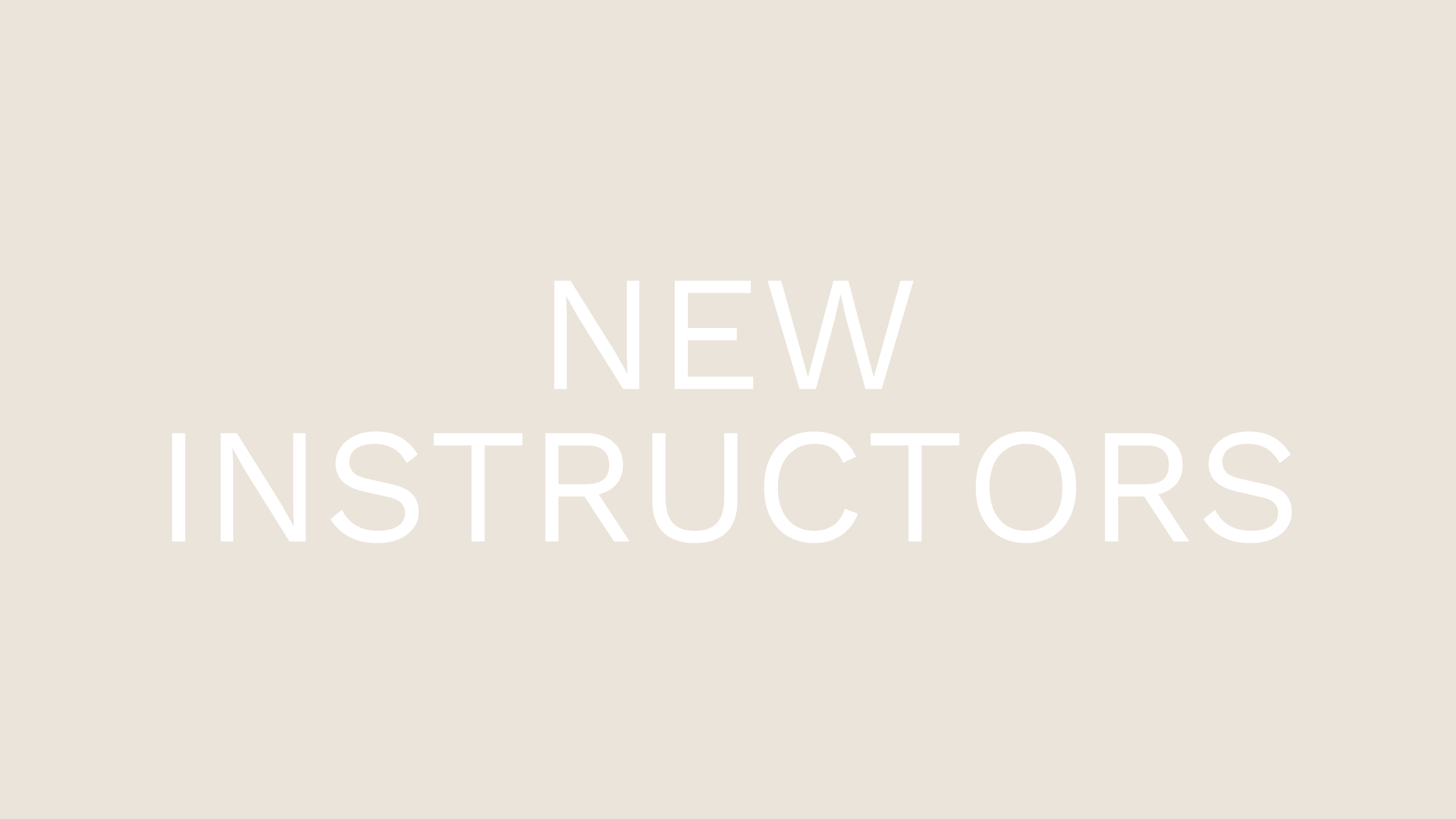 New Instructors