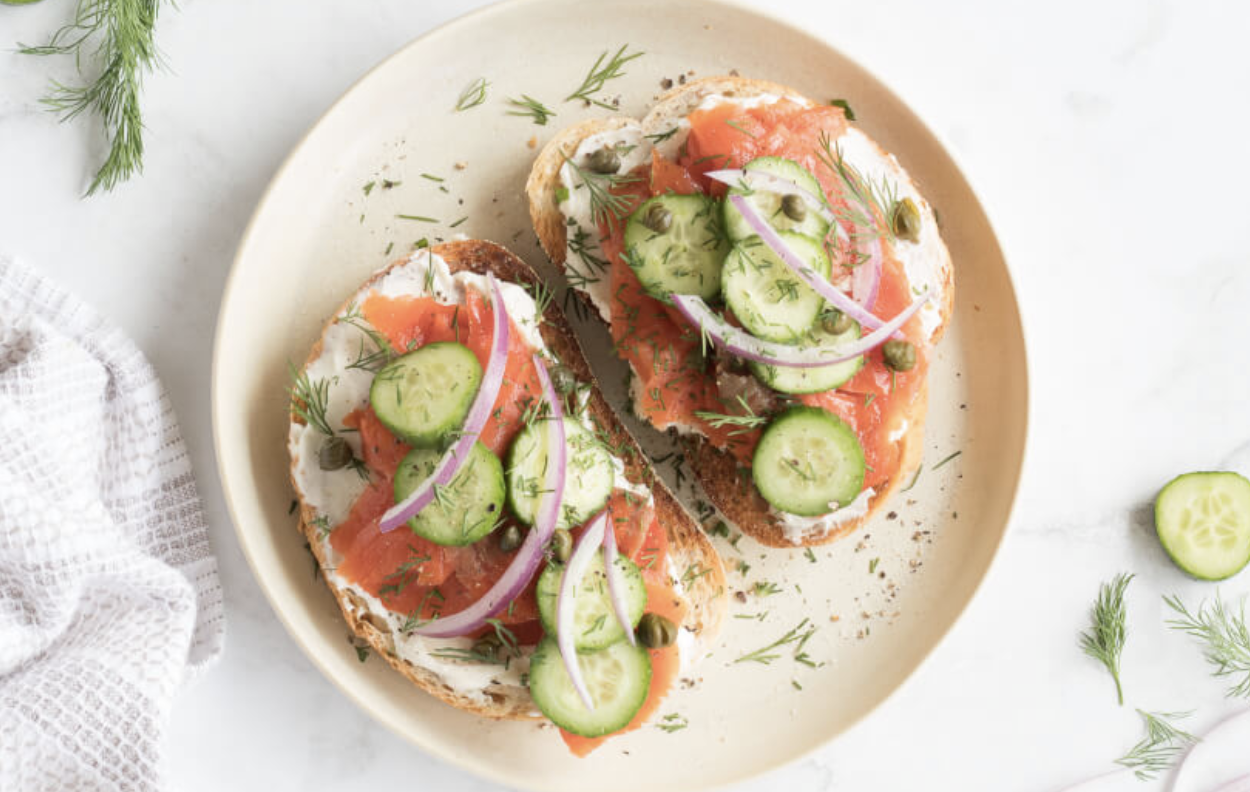 Salmon Cream Cheese Toast with Cucumber