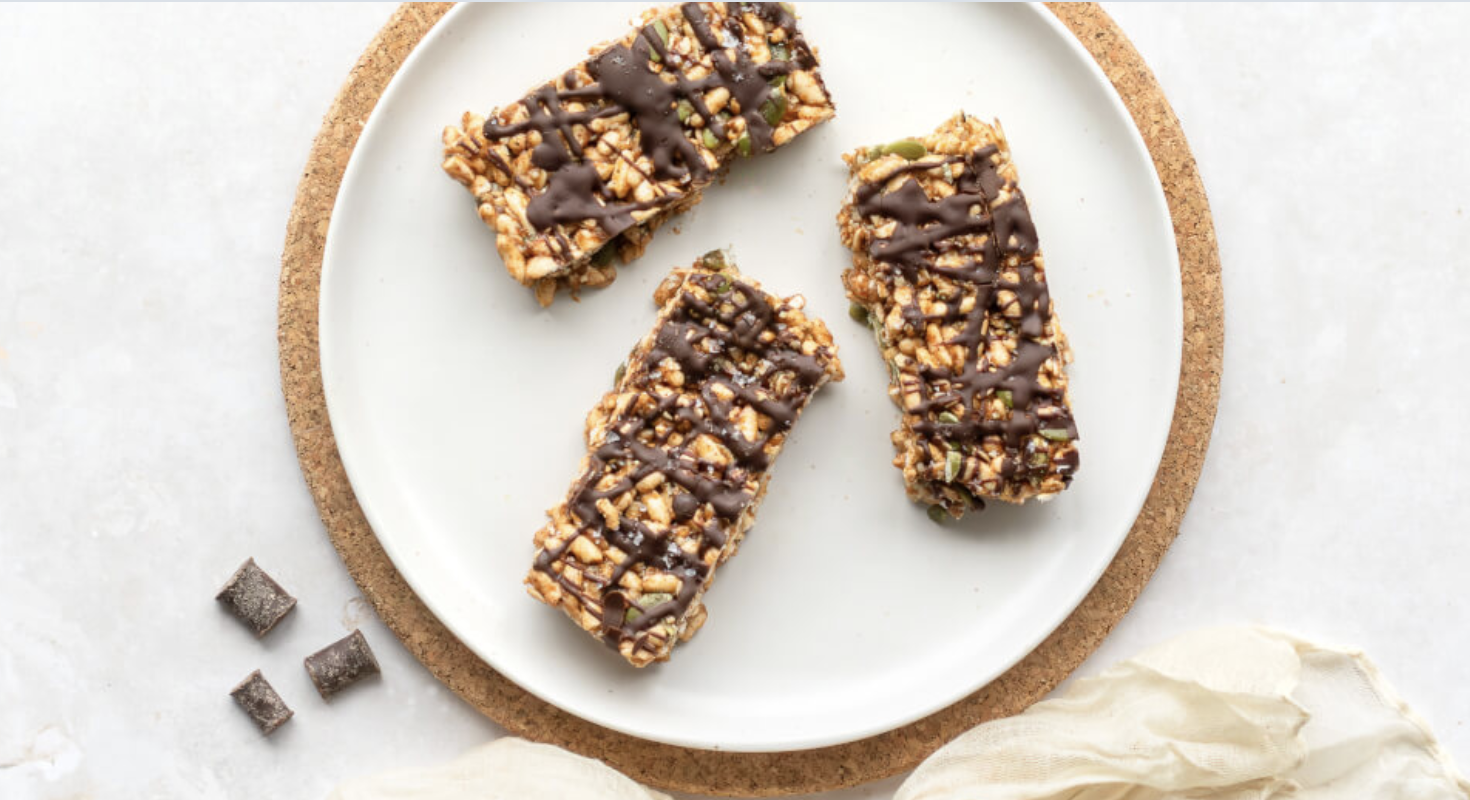 Chocolate Almond Butter Rice Cereal Bars