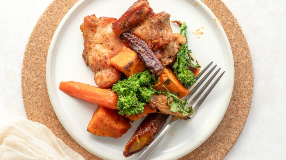 One Pan Chicken, Root Veggies & Rapini