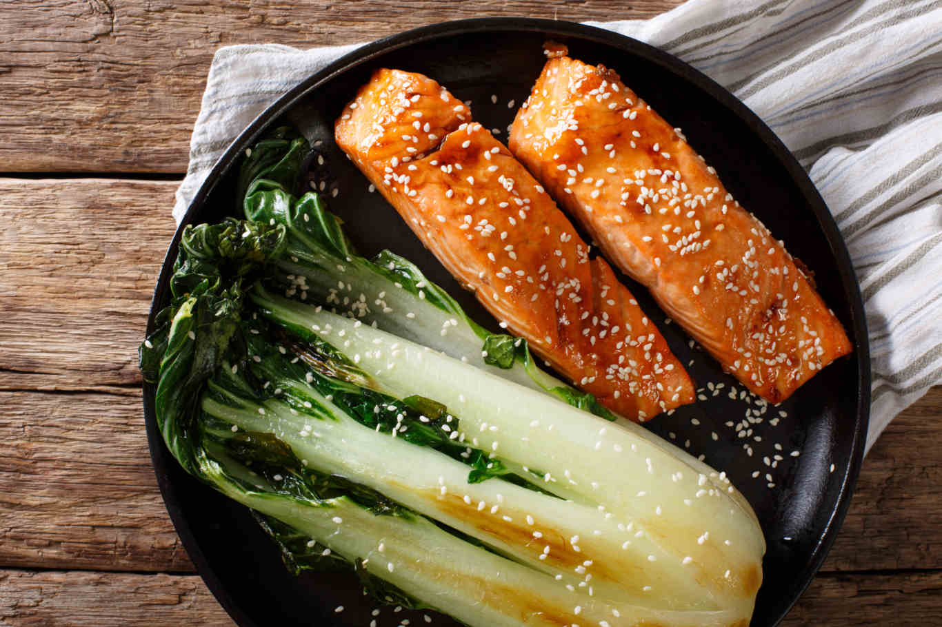 One Pan Honey Garlic Salmon with Bok Choy