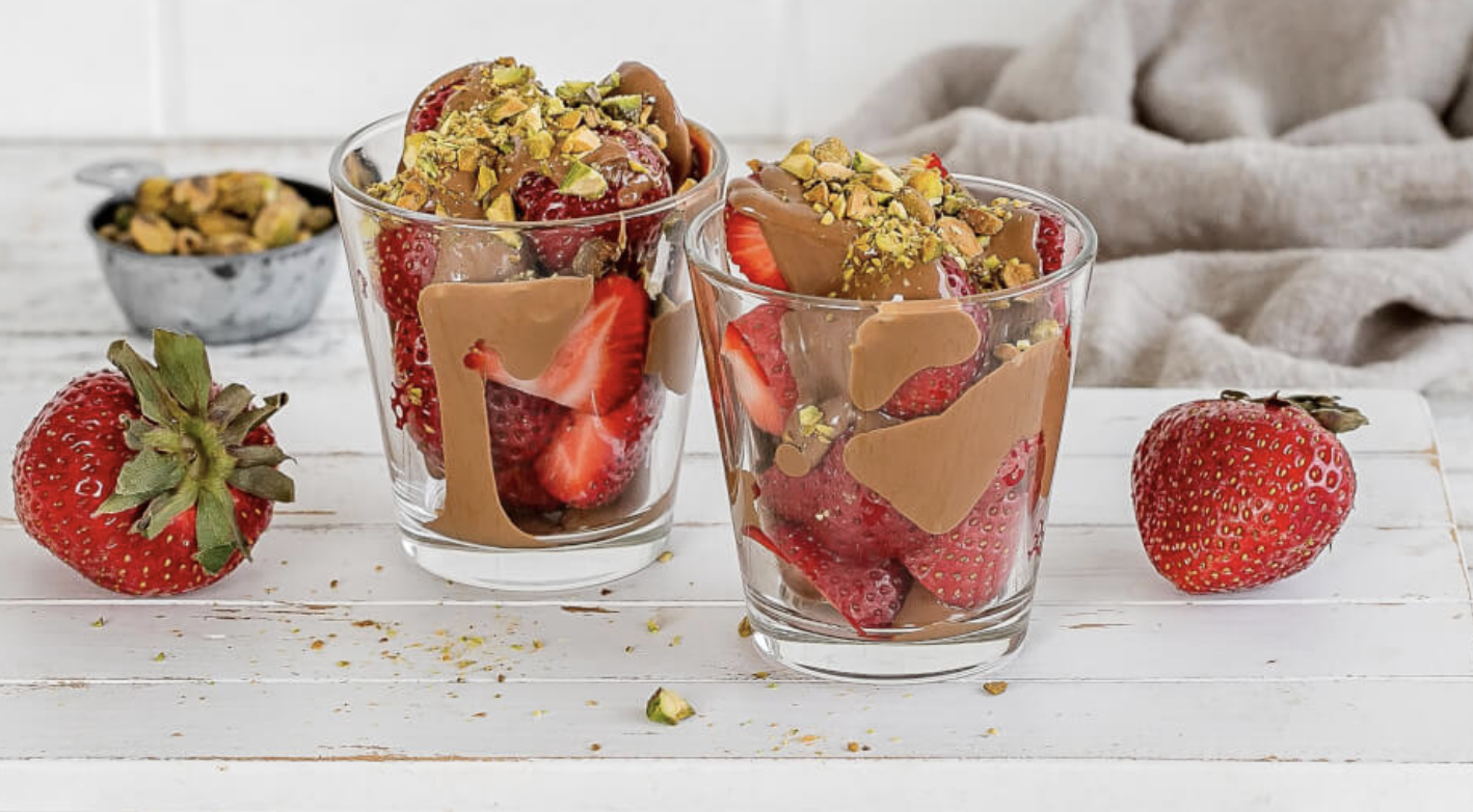 Strawberries With Melted Chocolate Pistachios
