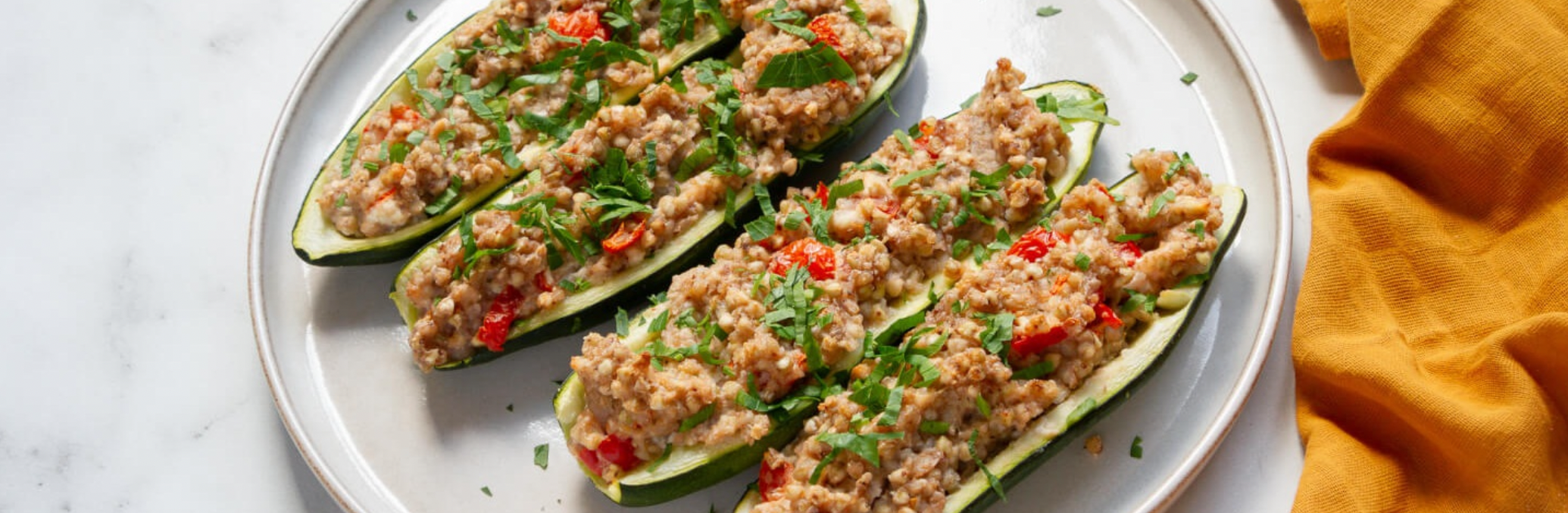 Buckwheat & Ricotta Zucchini Boats