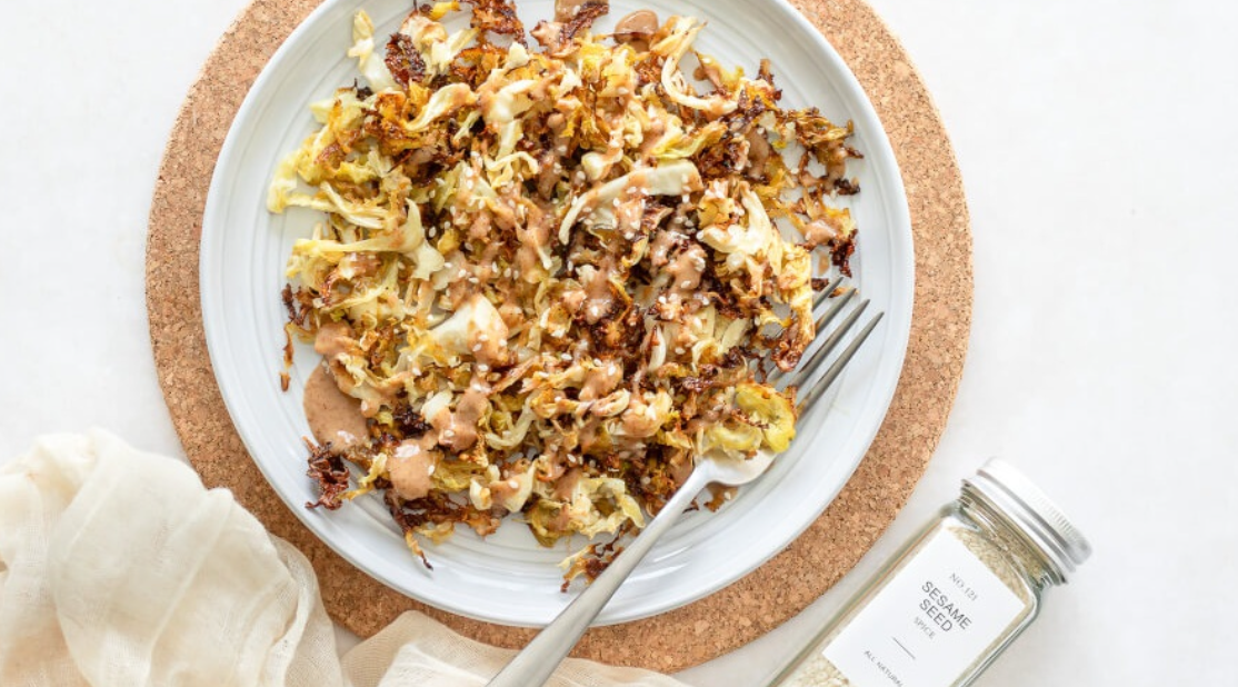 Crispy Cabbage with Creamy Almond & Sesame Dressing