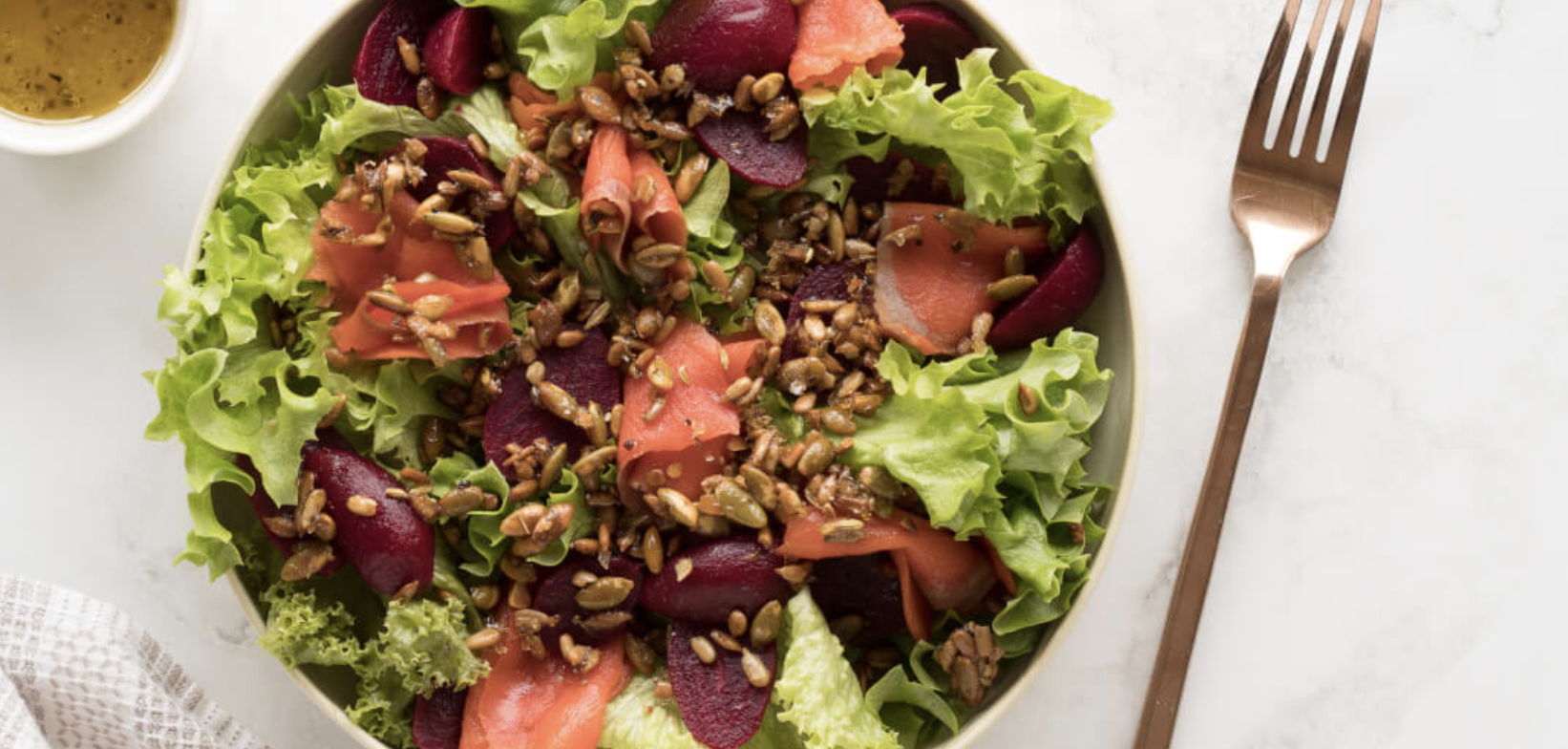 Beet Salmon Salad with Savoury Crumble