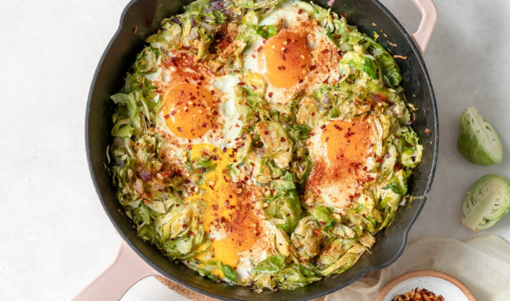 Spicy Shredded Brussels Sprouts & Eggs