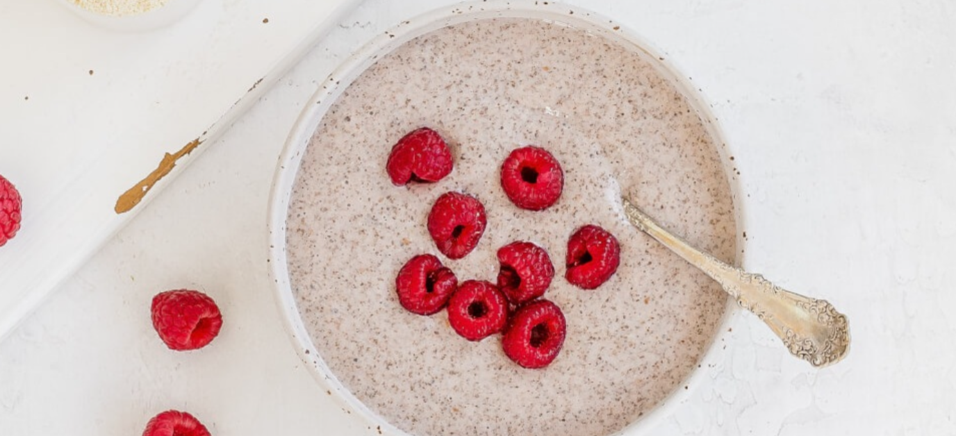 Blended Raspberry Protein Chia Pudding