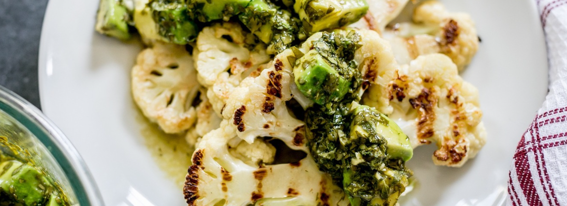 Grilled Cauliflower Steaks with Avocado Chimichurri