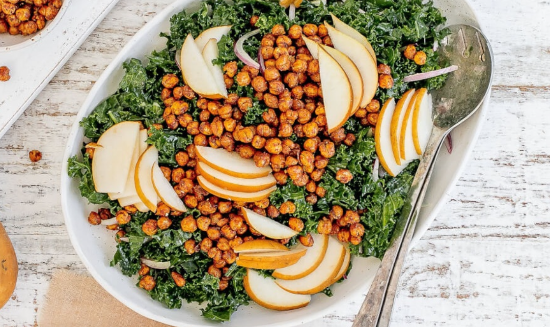 Honey Mustard Fall Harvest Salad with Crunchy Chickpeas