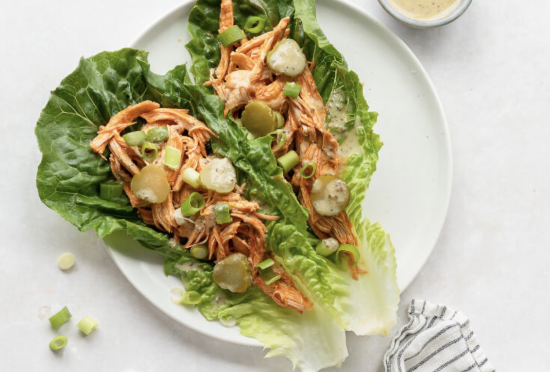 Shredded Buffalo Chicken Lettuce Wraps