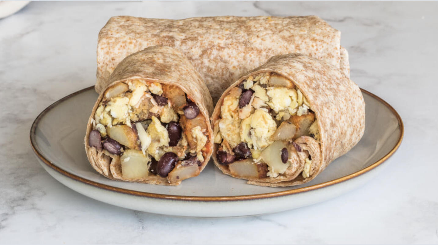 Loaded Black Bean Potato Breakfast Burritos