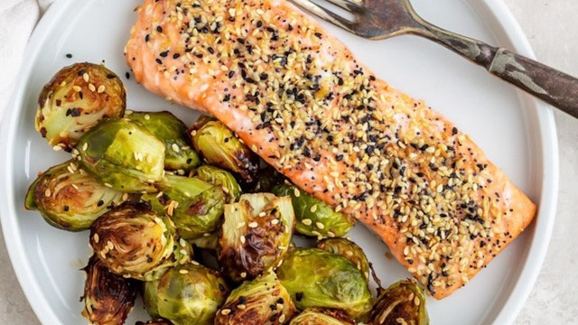 One Pan Everything Salmon & Brussels Sprouts