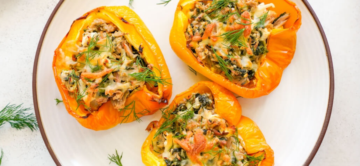 Spinach Stuffed Tuna Peppers